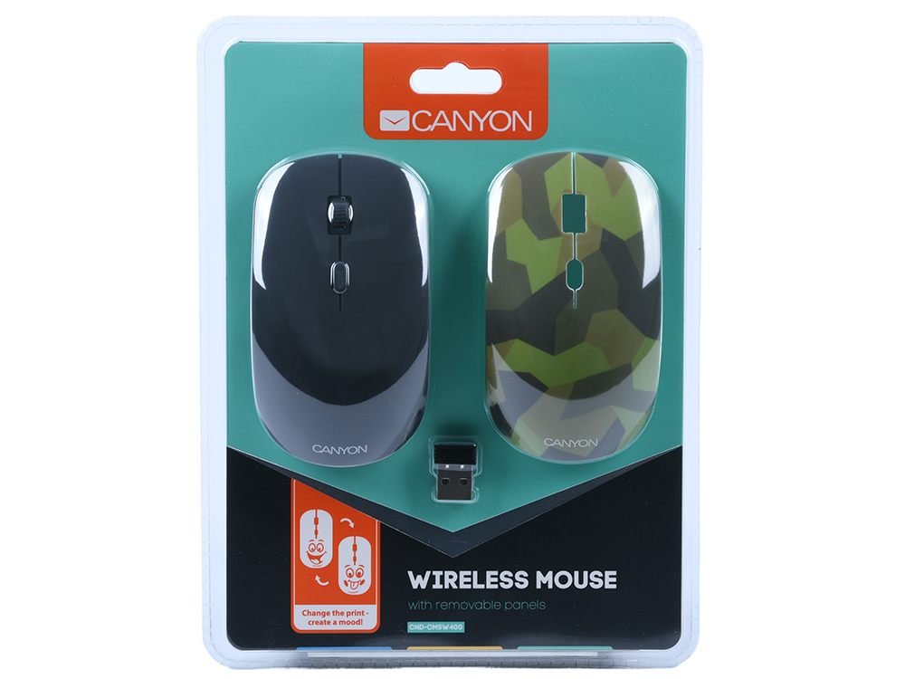 

Мышь беспроводная Canyon CND-CMSW400M Military green USB(Radio) оптическая, 1600 dpi, 3 кнопки + колесо