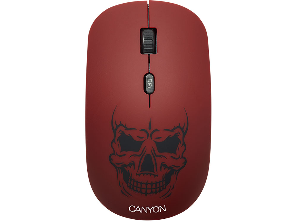 

Мышь беспроводная CANYON <CND-CMSW401RS> со съемной панелью: Красный Череп, 2.4 GHz / USB 2.0 приемник, dpi800/1200/1600, Чёрный