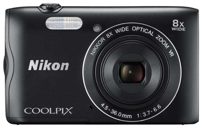 

Фотоаппарат Nikon Coolpix A300 (VNA961E1) Black 20.1 Mp, 1/2.3" / max 5152 x 3864 / 5x zoom / экран 2.7" / 0,119 г