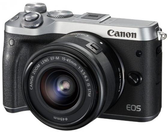 

Фотоаппарат Canon EOS M6 24Mpix 3" 1080p 180p WiFi 15-45 IS STM f/ 3.5-6.3 LP-E17 черный/серебристый