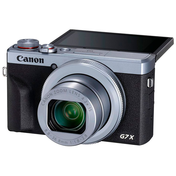 

Фотоаппарат Canon PowerShot G7 X Mark III (3638C002) Silver 20.1 Mp, 1" / 5472 x 3648 / 4.2x zoom / экран 3.0" / 304 г