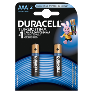 

Батарейки DURACELL LR03-2BL TURBO (20/60/10800) Блистер 2 шт (AAA)