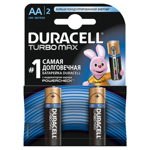 

Батарейки DURACELL LR6-2BL TURBO Max (40/120/10200) Блистер 2 шт (AA)