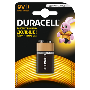 

Батарейки DURACELL 6LR61-1BL (10/30/3600) Блистер 1 шт (крона)