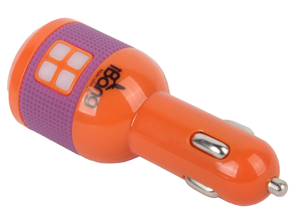 Автомобильное зарядное устройсто USB iBang Skypower - 1008 (для тел. и планшетов, 2 USB выхода, 5 В/2100 мА макс. (1600 мА + 500 мА), оранж+бел/сирен)