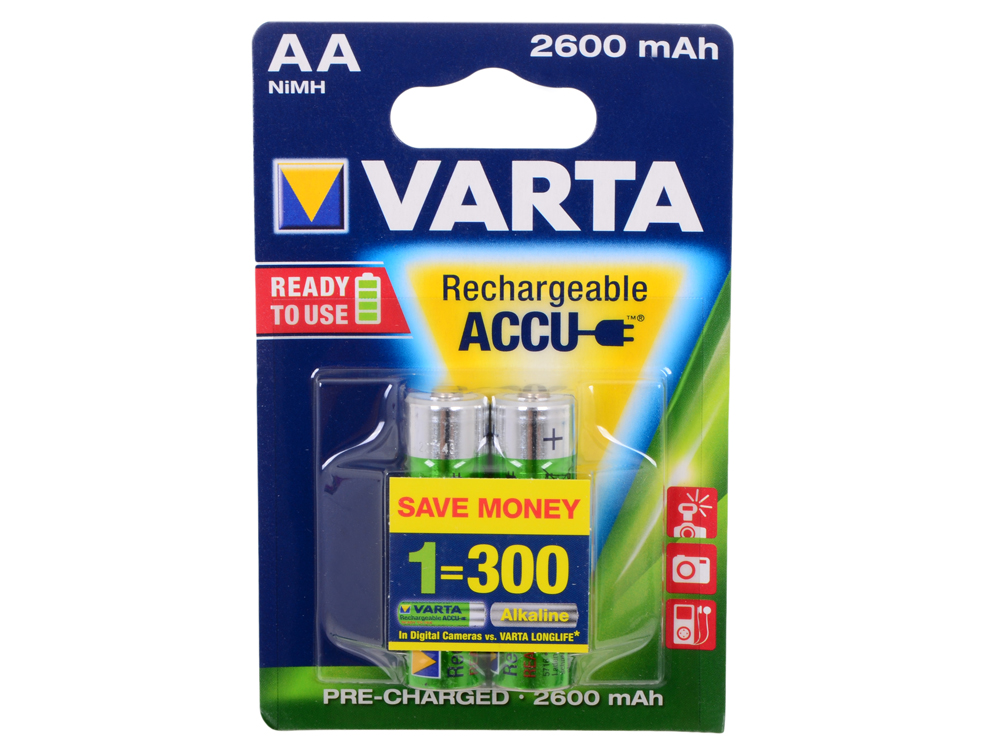 

Аккумулятор Varta Mignon Accu AA 2600 mAh R2U бл2 05716101402
