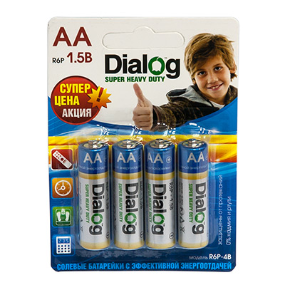 

Батарейки Dialog R6P-4B - cолевые АА 4шт в блистере