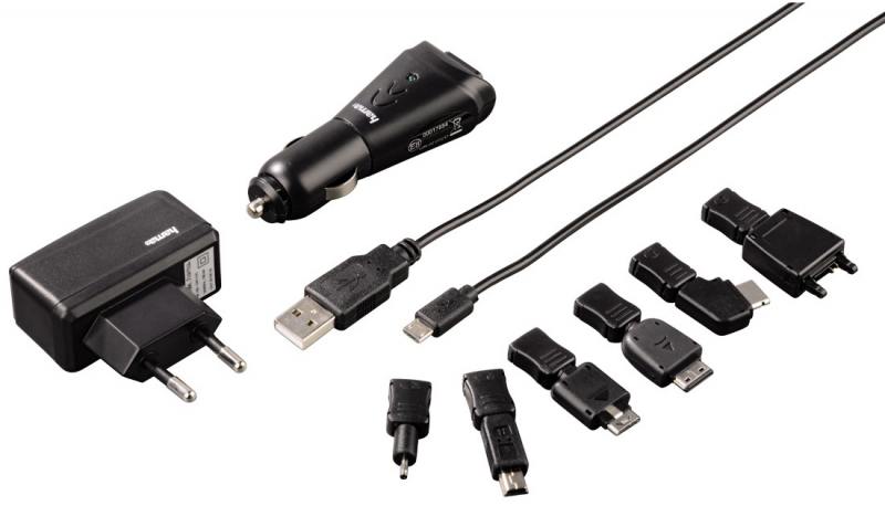 

Сетевое + автомобильное зарядное Hama H-17884 1A microUSB черный