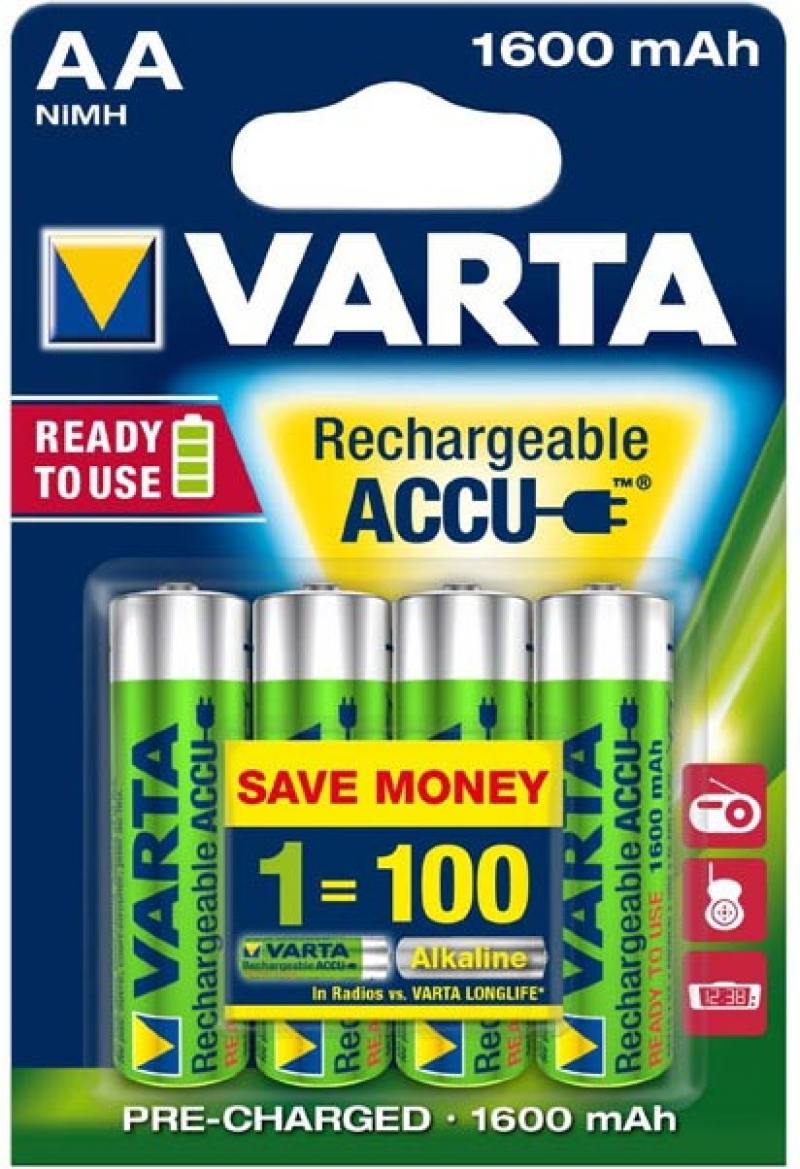 

Аккумуляторы 1600 mAh Varta R2U AA 4 шт