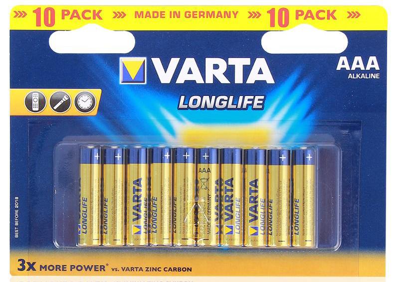 

Батарейки Varta Longlife AAA 10 шт
