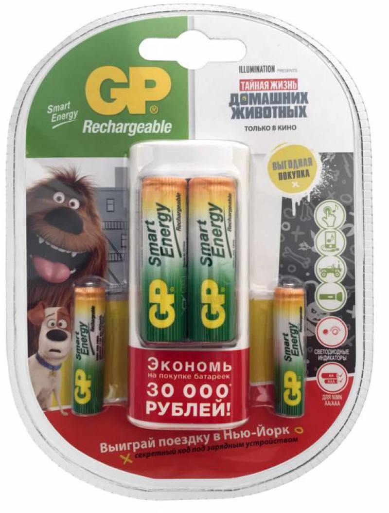 

Зарядное устройство + аккумуляторы 1000 мАч GP GP U211100/40SEFR-2CR4 AA/AAA 4 шт