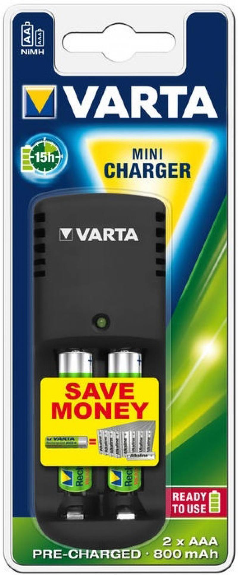 

Зарядное устройство + аккумуляторы 800 mAh Varta Mini Charger AA/AAA 2 шт
