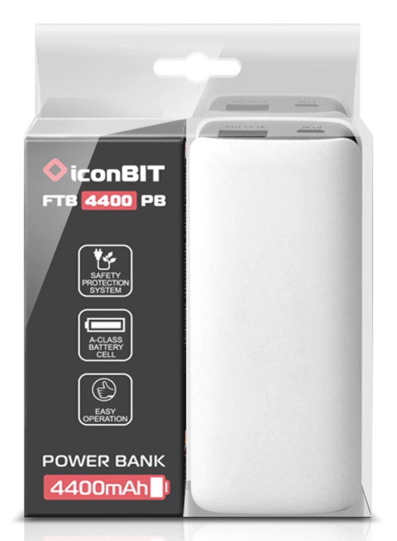 

Портативное зарядное устройство IconBIT FTB4400PB 4400mAh белый