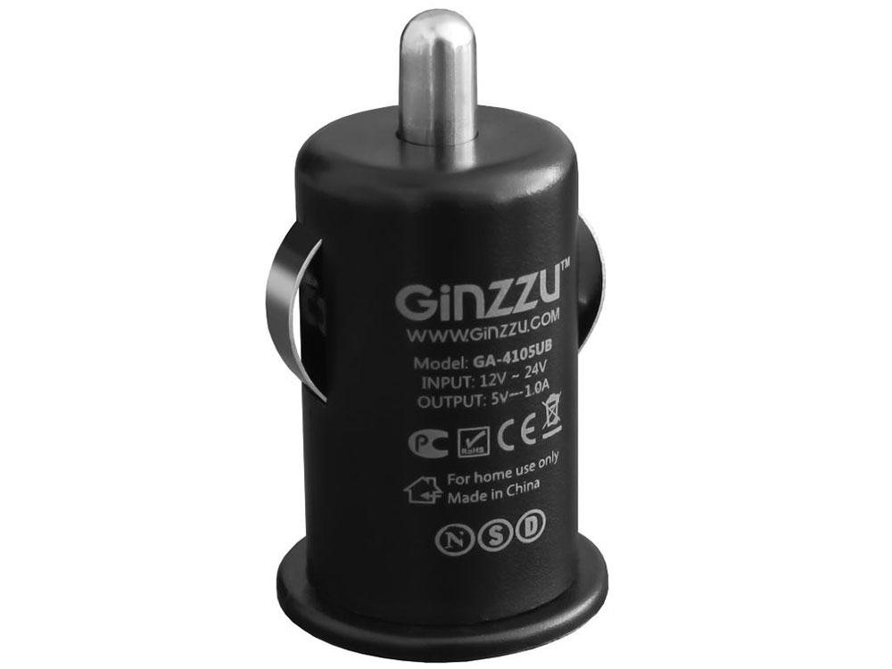 

Автомобильное зарядное устройство Ginzzu GA-4105UB 5В/1A черный