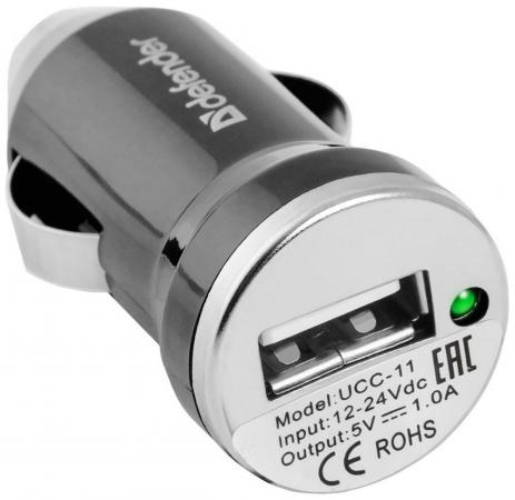 

Автомобильное зарядное устройство Defender UCC-11 1A USB черный