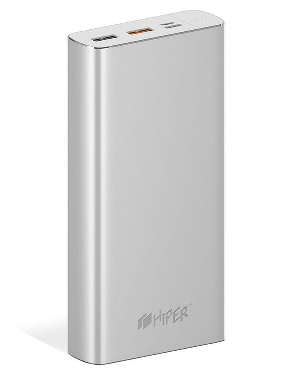 

Мобильный аккумулятор Hiper MPX20000 Li-Pol 20000mAh 3A+2A серебристый 2xUSB