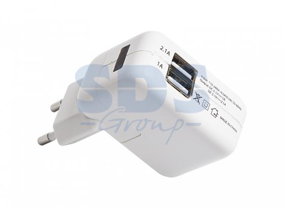 

Сетевое зарядное устройство 2xUSB, переходник+адаптер (СЗУ) (5V, 2 100mA+1000mA) REXANT