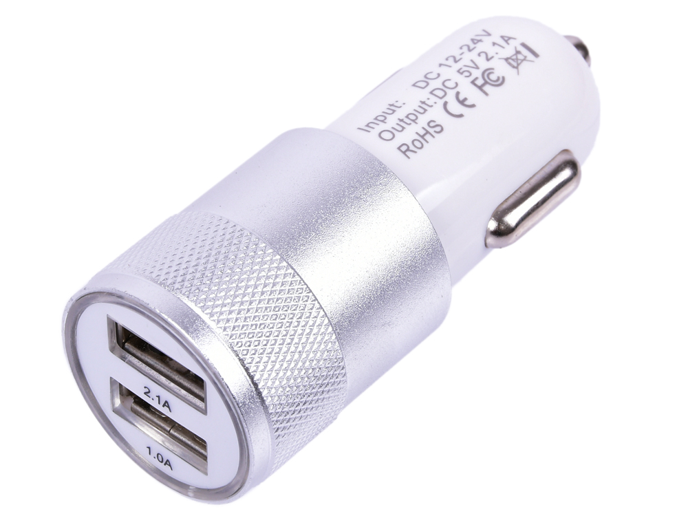 Cablexpert Адаптер питания 12V-5V 2-USB, 2.1A, белый (MP3A-UC-CAR15)