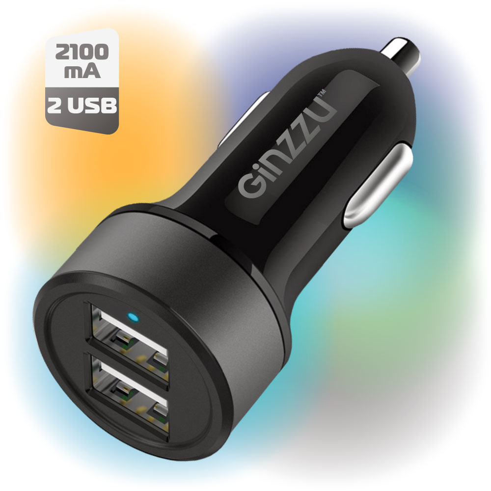 

Автомобильное зарядное устройство GINZZU GA-4011UB, АЗУ 5В/2.1A, 2хUSB, input 12V-24V
