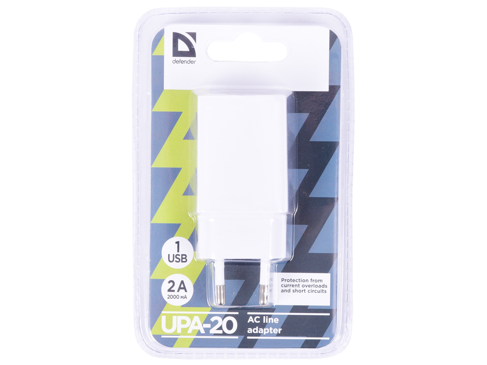 

Сетевое зарядное устройство Defender UPA-20 1xUSB, 5V / 2А