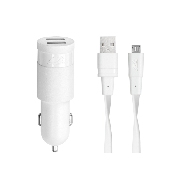 Автомобильное зарядное устройство RIVAPOWER VA4223 WD1 белое 3,4A / 2USB, с кабелем Micro USB автомобильное зарядное устройство orico uch 4u wh 4 usb 9 6a белое