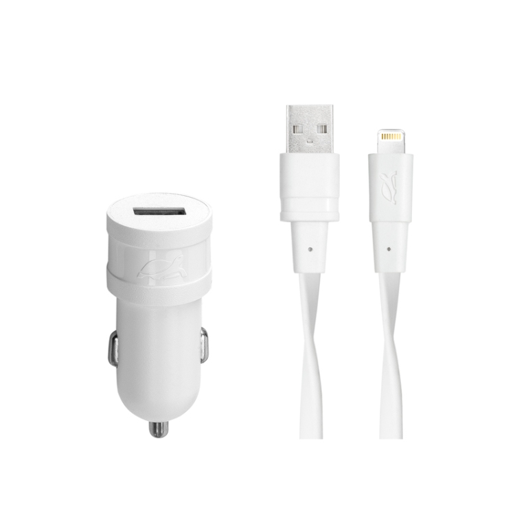 Автомобильное зарядное устройство RIVAPOWER VA4215 WD2 белое 1,0A / 1USB, с кабелем MFi Lightning автомобильное зарядное устройство rivapower va4225 bd2 черное 3 4a 2usb с кабелем mfi lightning