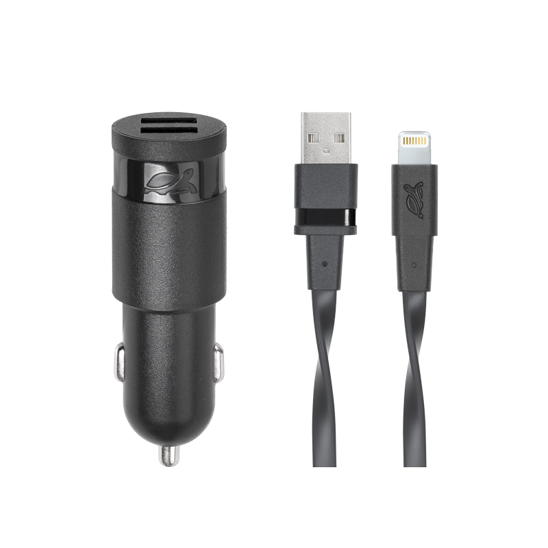 Автомобильное зарядное устройство RIVAPOWER VA4225 BD2 черное 3,4A / 2USB, с кабелем MFi Lightning Автомобильное зарядное устройство RIVAPOWER VA4225 BD2 черное 3,4A / 2USB, с кабелем MFi Lightning