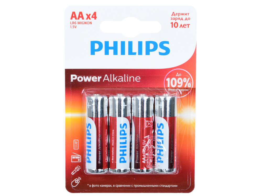 

Батарейки Philips LR6P4B/51 Power (AA) щелочные (блистер 4шт)