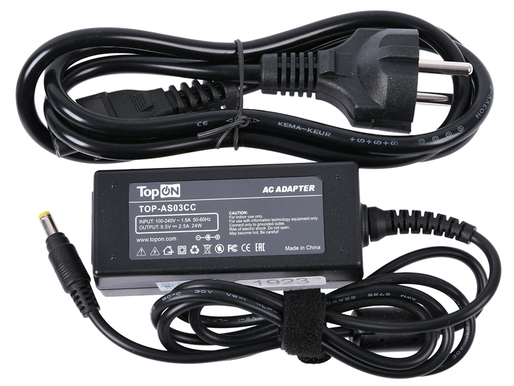 

Зарядное устройство для нетбука TopON TOP-AS03 Asus Eee PC 700, 701, 702, 703, 900, 2G, 4G Surf Series. 9.5V 2.5A 24W. Коннектор 4,8 на 1,7 мм.