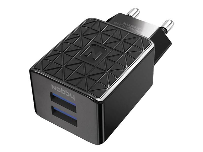 

Сетевое зарядное устройство Nobby Practic, 2USB, 2,1А, NBP-TC-21-01, черный