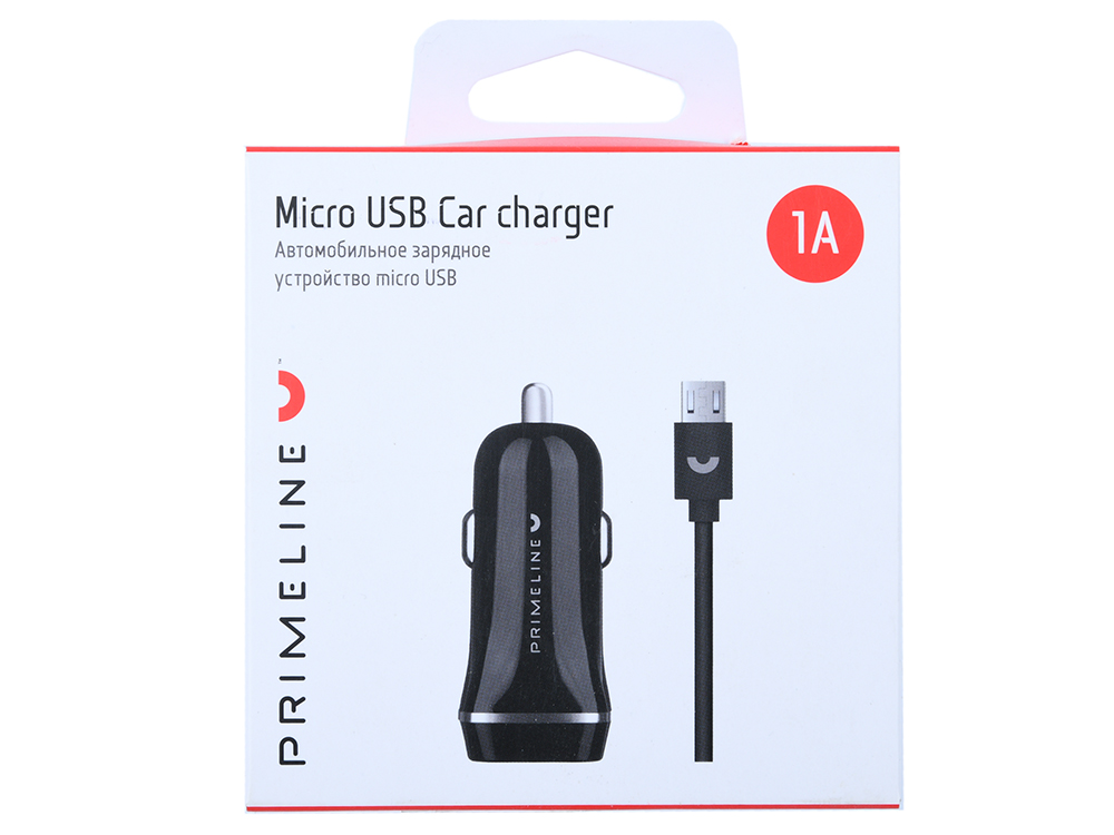 

Автомобильное зарядное устройство Prime Line 2222 USB 1A + кабель microUSB 1.2м, черный