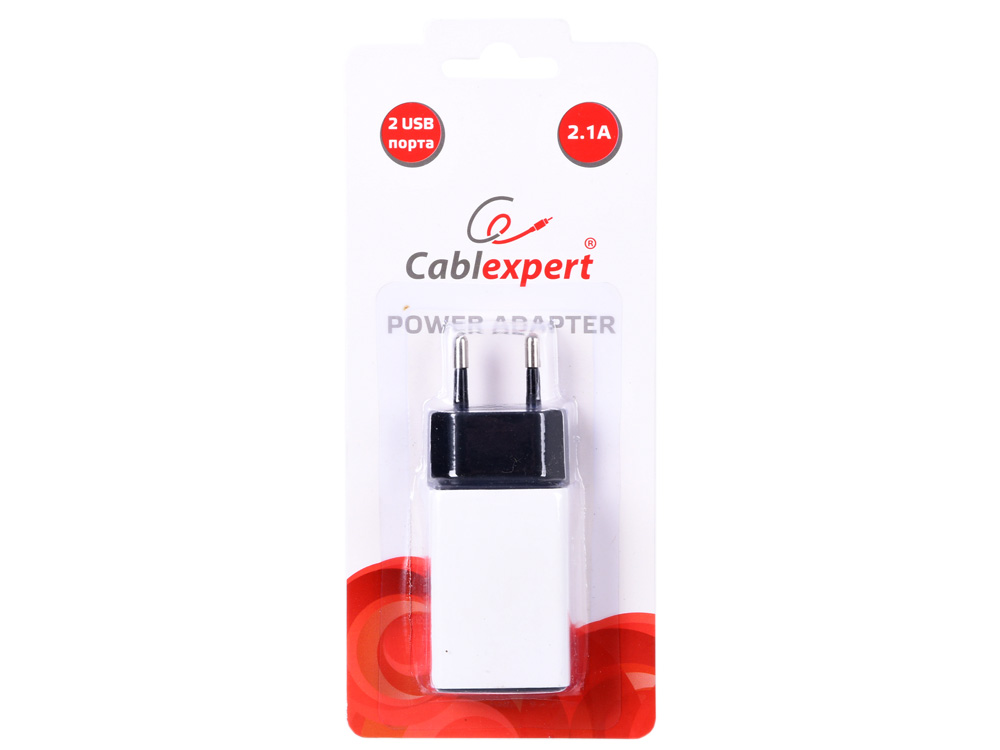 Зарядное устройство Cablexpert MP3A-PC-15 220V - 5V USB 2 порта, 2.1A