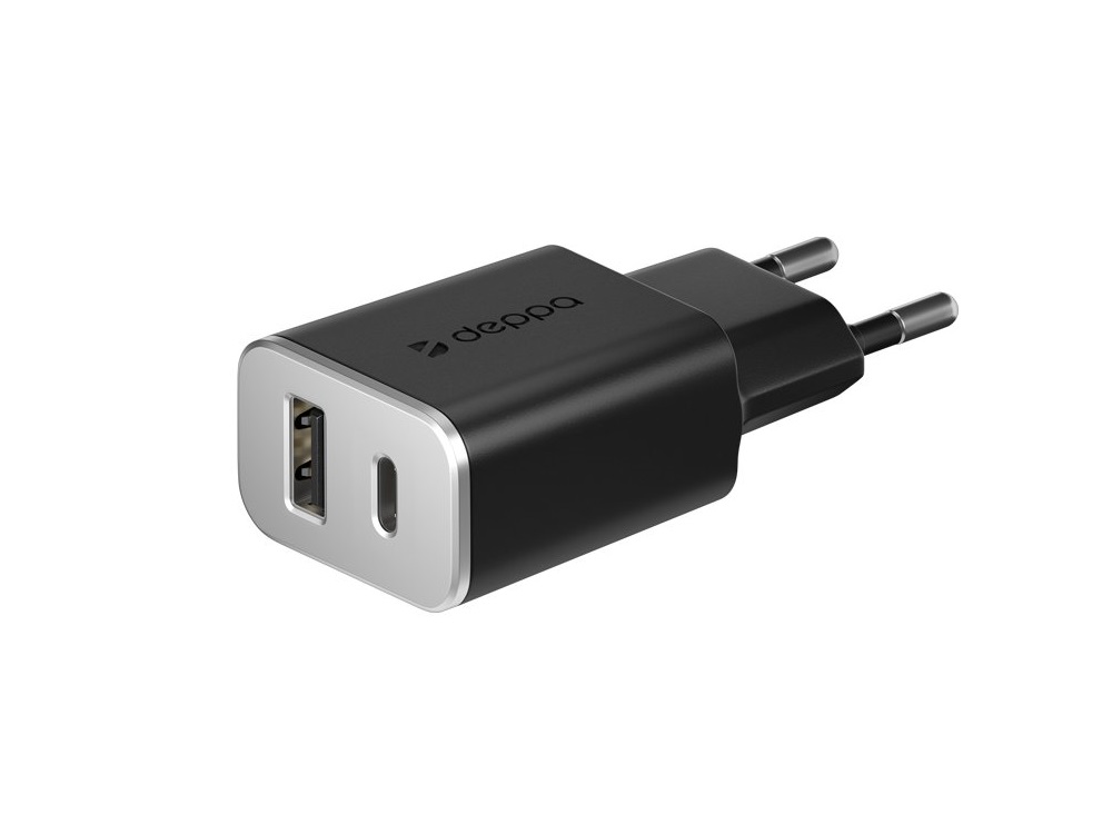 

Зарядное устройство Deppa 11393 USB Type-C + USB A, QC 3.0, Power Delivery, 18 Вт, черный