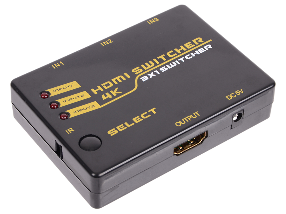 

Разветвитель HDMI 4K Switch Orient HS0301H 3-1, HDMI 1.4b/3D, UHDTV 4K(3840x2160)/HDTV1080p/1080i/720p, HDCP1.2, встроенный ИК приемник, пульт ДУ, питание от HDMI, пл.корпус