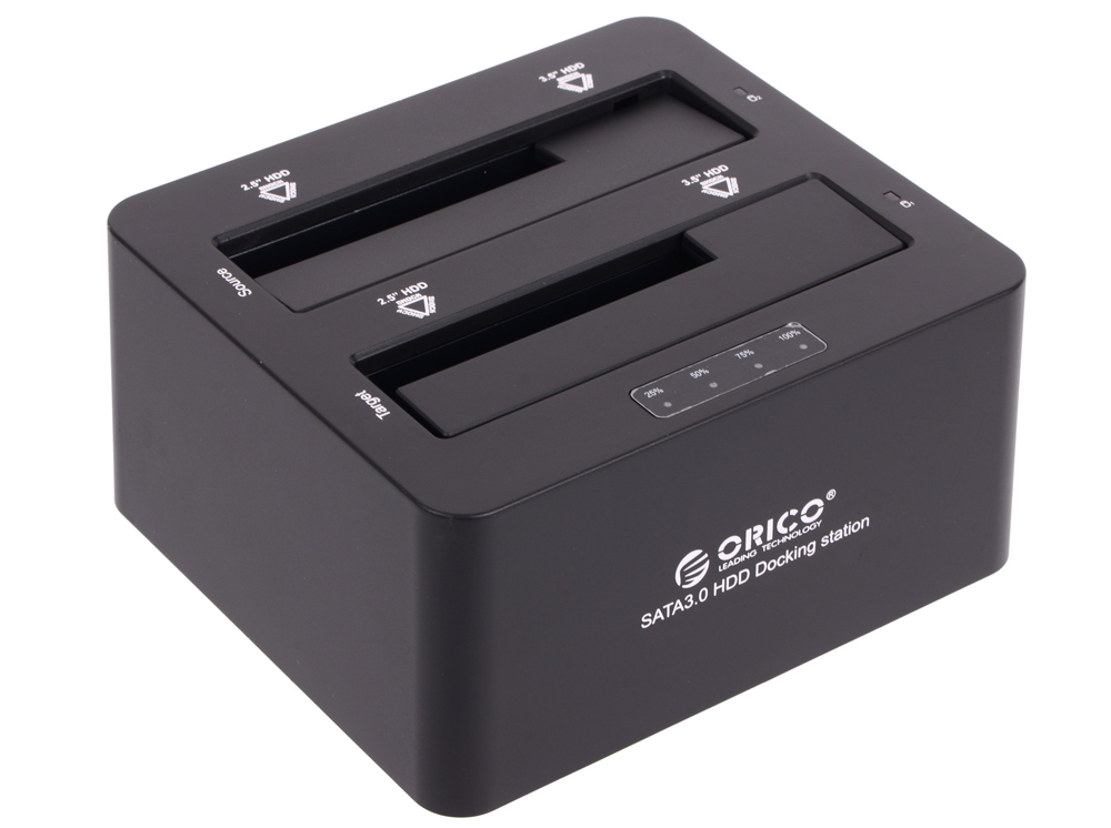 

Док станция для HDD Orico 6629US3-C (черный) 2 отсека 3.5"/2.5" USB 3.0
