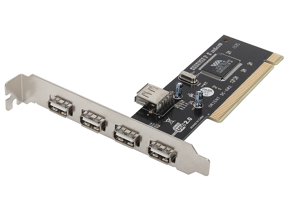 

Контроллер 4 port USB 2,0 hub PCI card Orient 602 +cab, ret