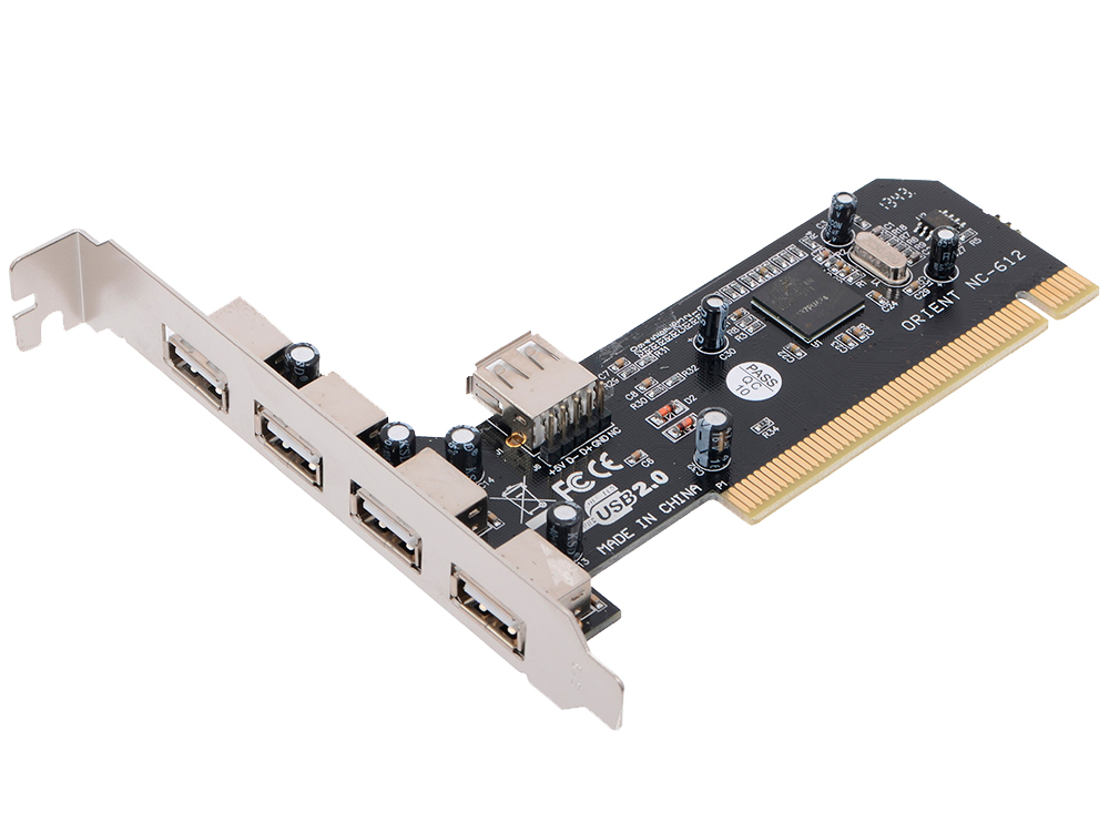 

Контроллер Orient NC-612, USB 2.0, PCI, NEC chipset, 4-port ext, 1-port int, cab, ret