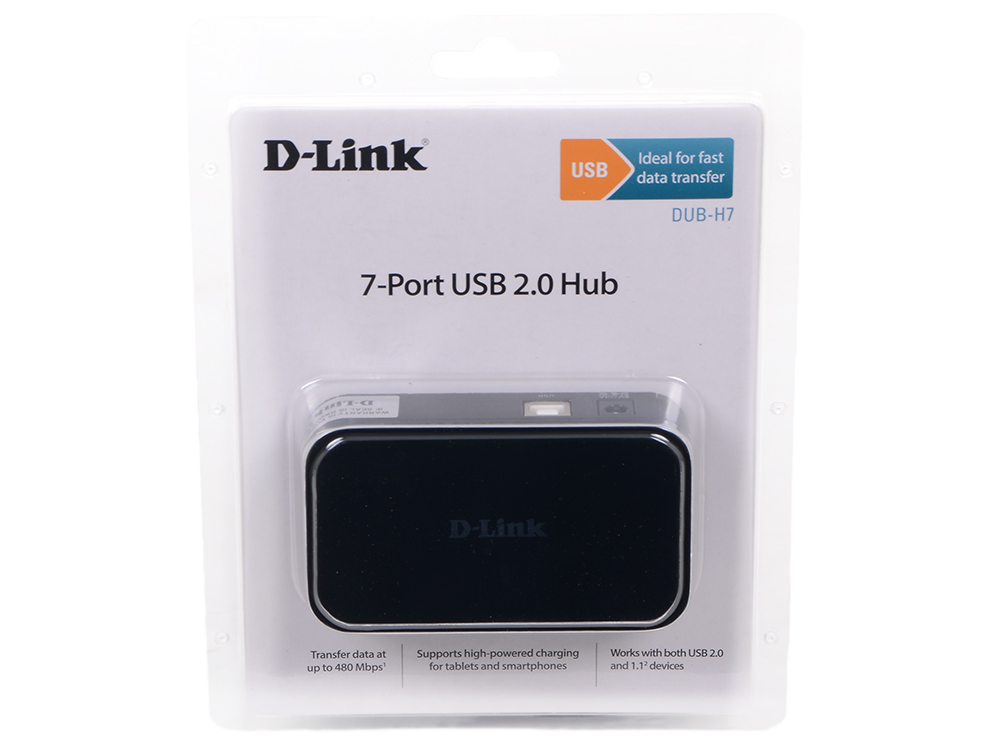 Концентратор USB D-Link DUB-H7/B/C1B Компактный концентратор с 7 портами USB 2.0