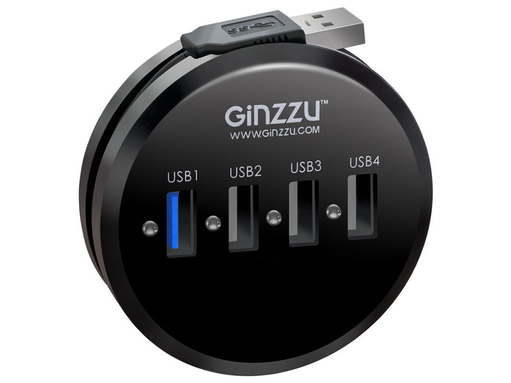 Концентратор USB 3.0/2.0 Ginzzu GR-314UB, 4 порта (1xUSB3.0+3xUSB2.0) 4 port usb2 0 hub ginzzu gr 424ub