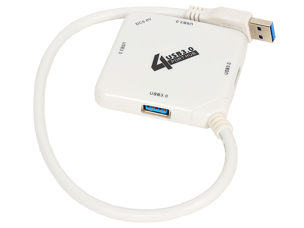

Концентратор USB 3.0 ORIENT BC-308W, USB 3.0 HUB 4 Ports, мини корпус, белый