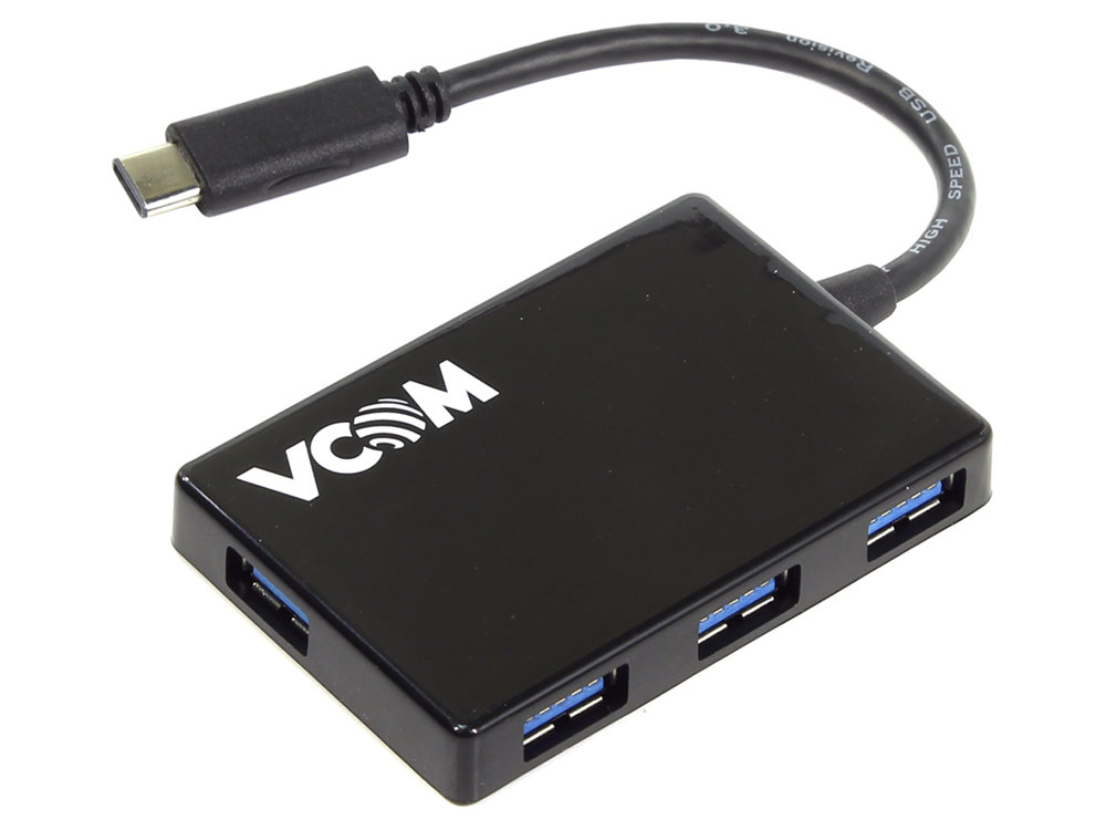 Кабель USB Type-Cm - концентратор 4 port USB3.0 + microUSB Bf VCOM (DH310) концентратор usb 3 0 vcom telecom dh311 3 х usb 3 0 1 х usb 2 0 белый