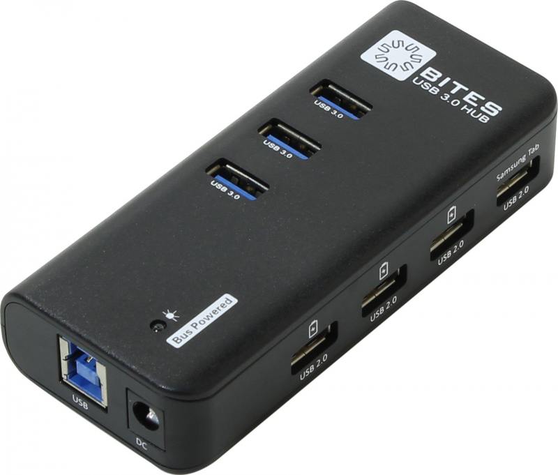 

Концентратор 5bites HB33-304PBK 4 порта USB2.0, 3 порта USB3.0, блок питания 5В-2А, 1.2м, черный