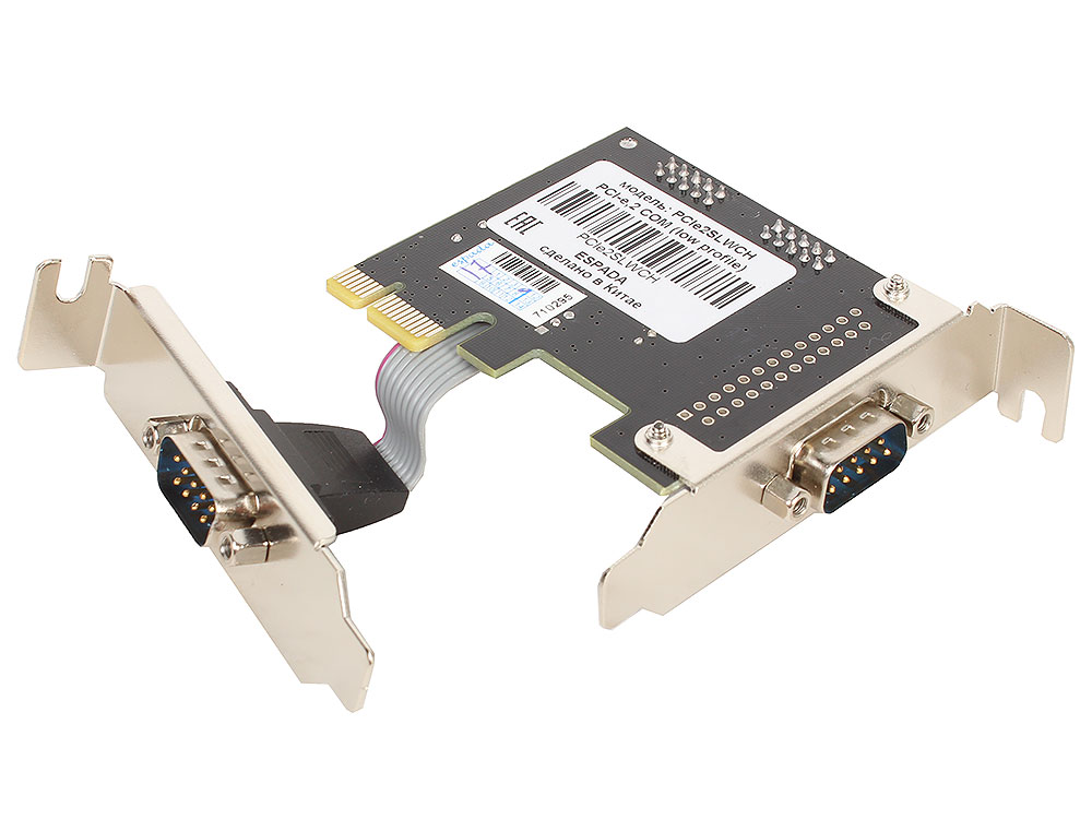 Контроллер PCI-E, 2S port,WCH382,модель PCIe2SLWCH,low profile, oem, Espada контроллер orient xwt pe2slp pci e to com 2 port wch ch382 low profile oem