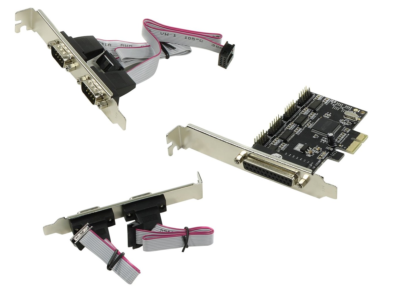 Контроллер ORIENT XWT-PE4S1PV2, PCI-E to COM 4-port + LPT 1-port (WCH CH384) ret контроллер orient xwt pe2slp pci e to com 2 port wch ch382 low profile oem