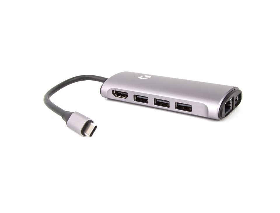 Концентратор USB VCOM CU463 USB 3.1 Type-C - HDMI/3 x USB3.0/RJ-45/USB Type-C/SD/TF концентратор usb 3 0 vcom telecom dh311 3 х usb 3 0 1 х usb 2 0 белый