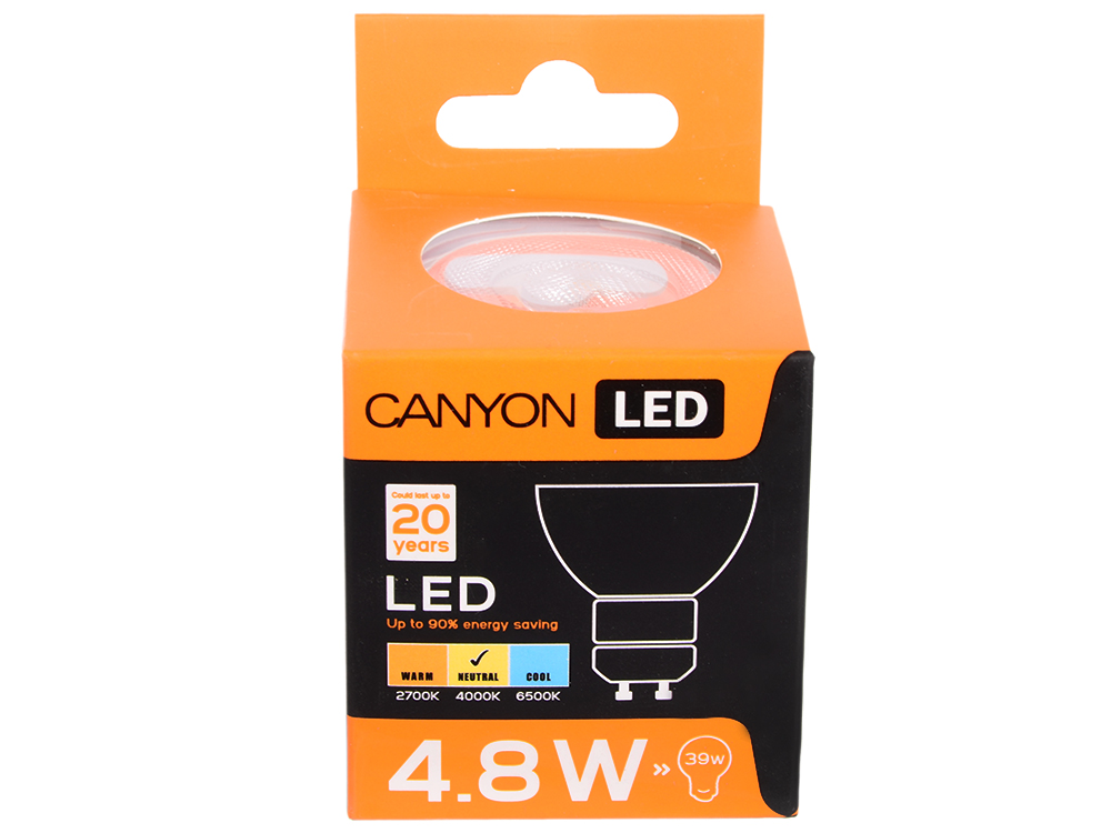 

Лампа светодиодная Canyon GU10 4.8W 4000K (MRGU10/5W230VN60)