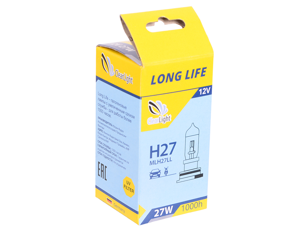 

Лампа Галогеновая с увеличенным сроком службы H27(Clearlight)12V-27W LongLife (1шт.)