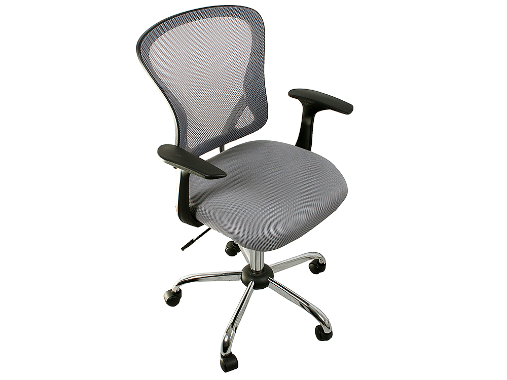 Кресло офисное COLLEGE H-8369F, серое ткань, сетчатый акрил, 120 кг, крестовина хромированный металл, подлокотники черный пластик. (ШxГxВ), см 65x60x93-103