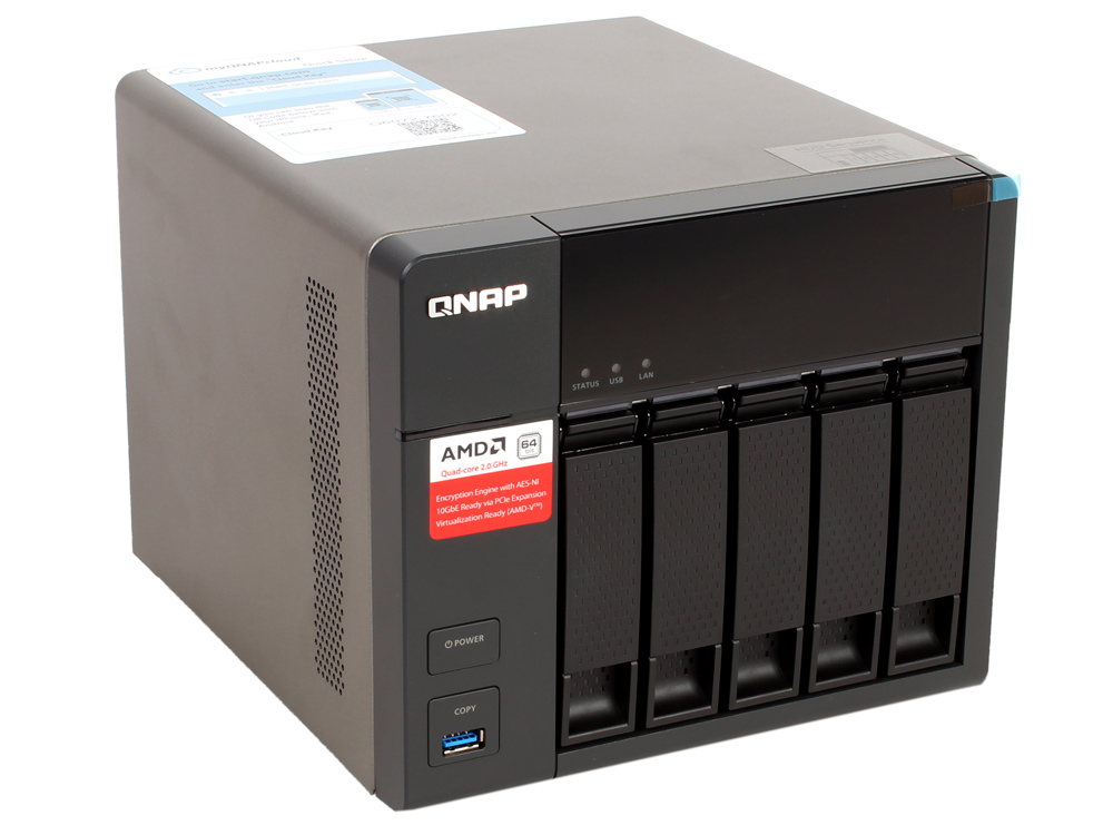 

Сетевой накопитель TS-563-2G Сетевой RAID-накопитель, 5 отсеков для HDD, HDMI-порт. Четырехъядерный AMD x86 G-Series 2,0 ГГц, 2ГБ.