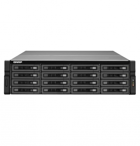 

Сетевой накопитель QNAP TS-1673U-16G Сетевой RAID-накопитель, 16 отсеков для HDD, 2 порта 10 GbE SFP+, 2 слота M.2 SSD, стоечное исполнение, 1 блок пи